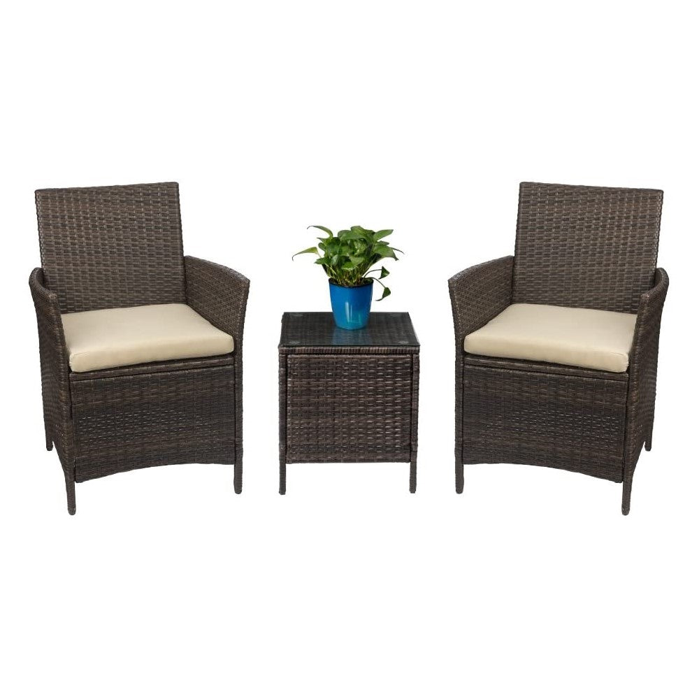 Patio Watcher Patio Porch Furniture Sets 3 Pieces PE Rattan Wicker Cha