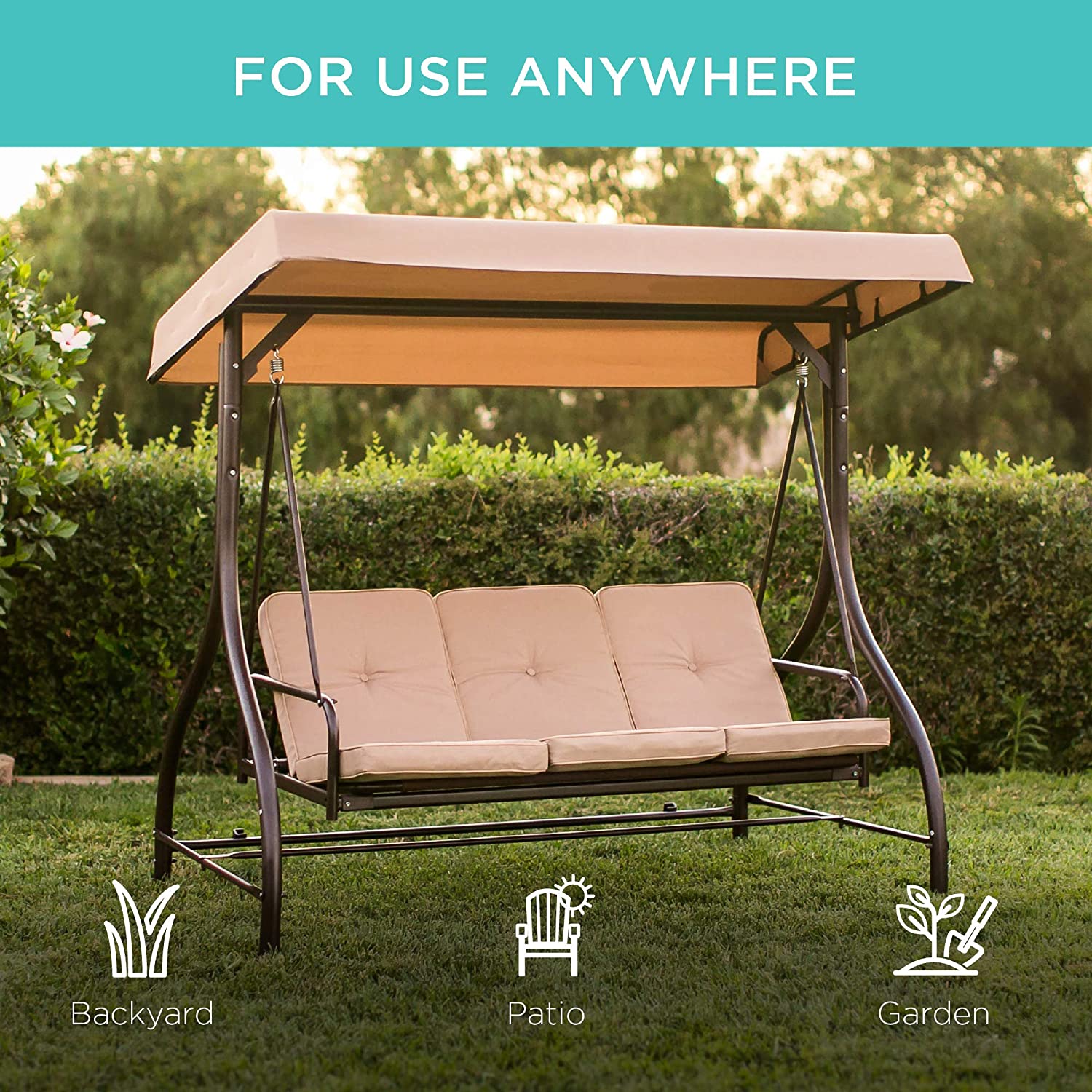 Backyard glider with online canopy